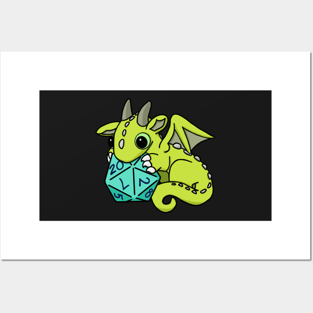 Green Dice Goblin Dragon Baby Wall Art by Winging-It